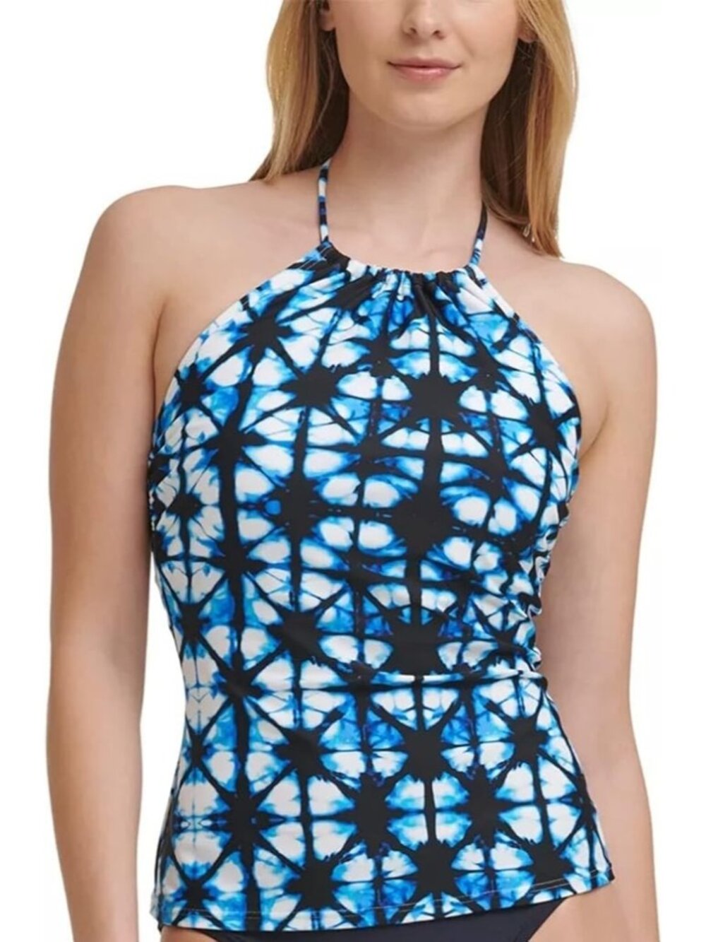 Tommy Hilfiger Halter Tankini Swim Top Blue Tie Dye ( L )
